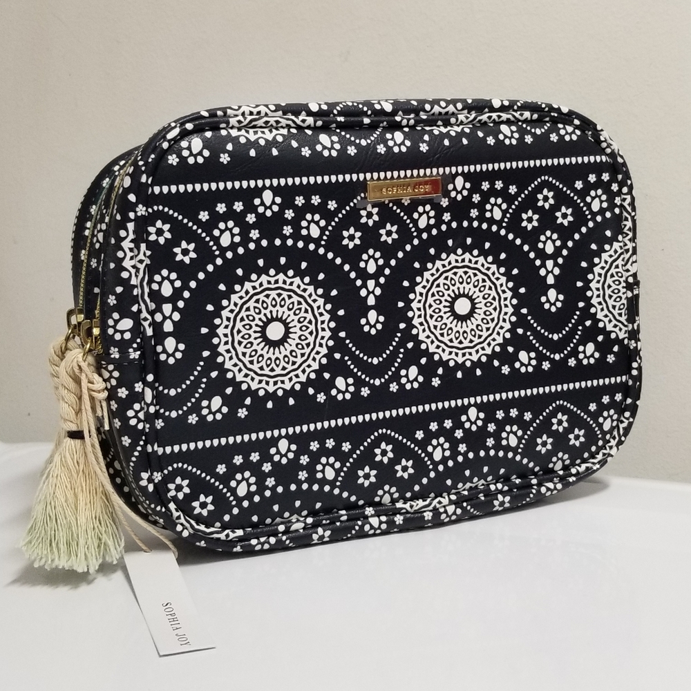 Sophia Joy Blue Paisley Double Sided Zip Top Travel Makeup Accessory Case NWT - Picture 3 of 11